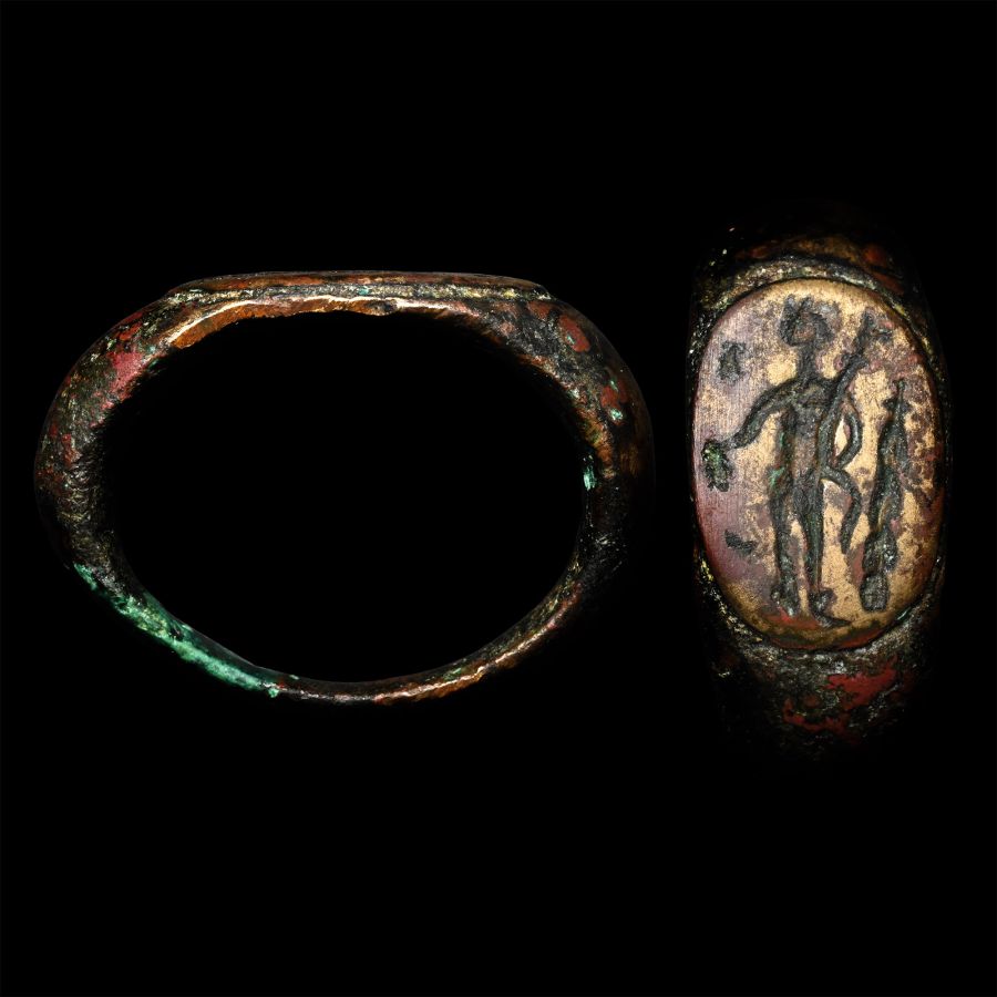 Roman Bronze Ring with Standing Figure