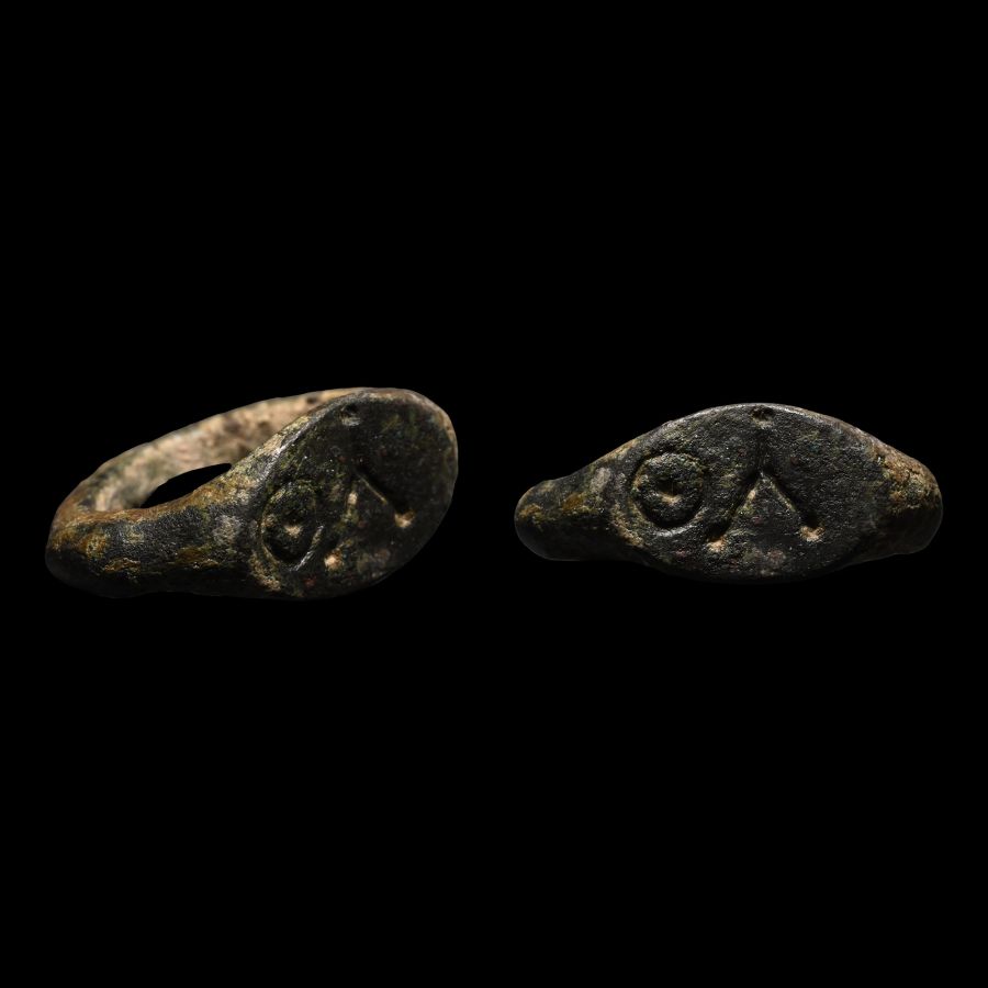 Roman Bronze Ring with Symbols