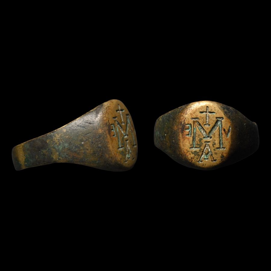 Medieval Bronze Ring with Ave Maria