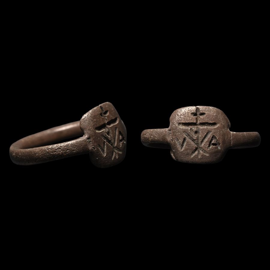 Medieval Bronze Ring with Monogram