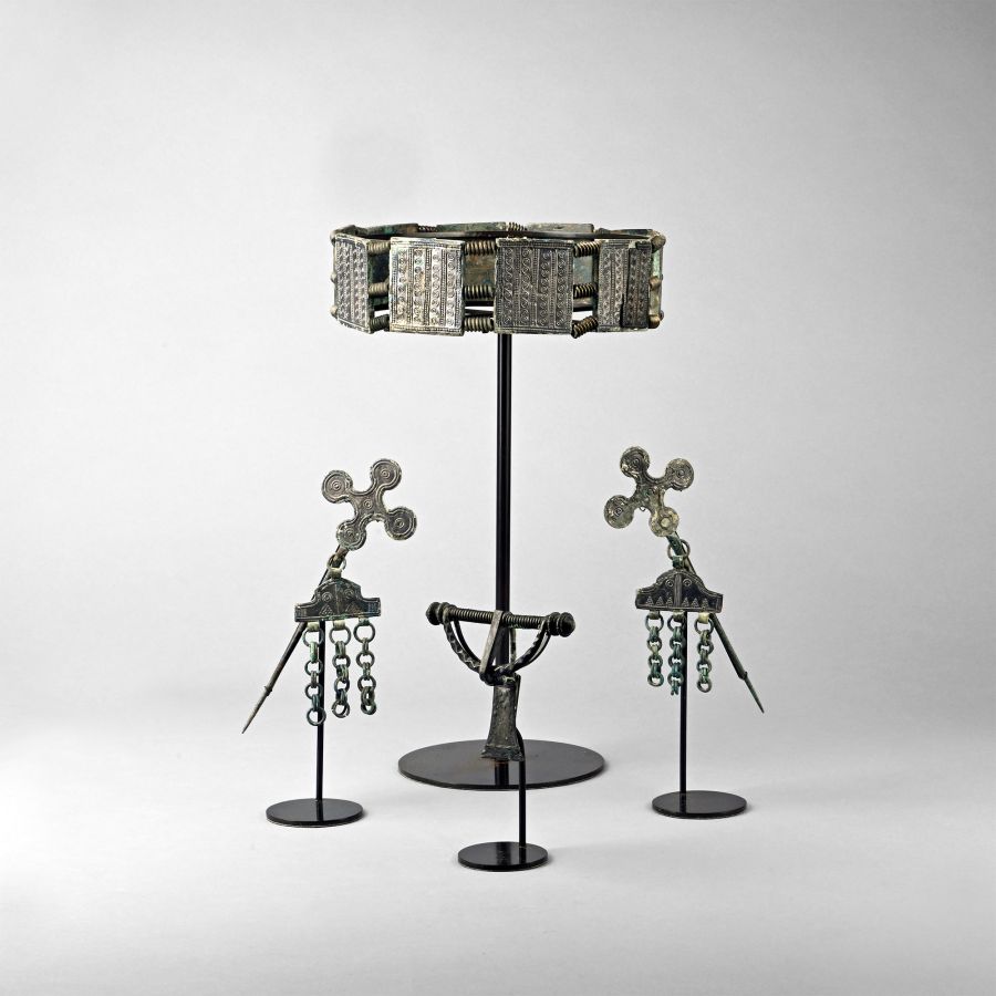 Viking Period Ornate Crown with Brooch and Pin Set