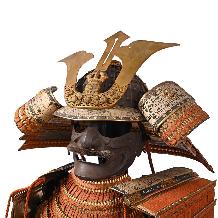 Japanese Edo Period Samurai Suit of Armour with Wooden Storage Boxes