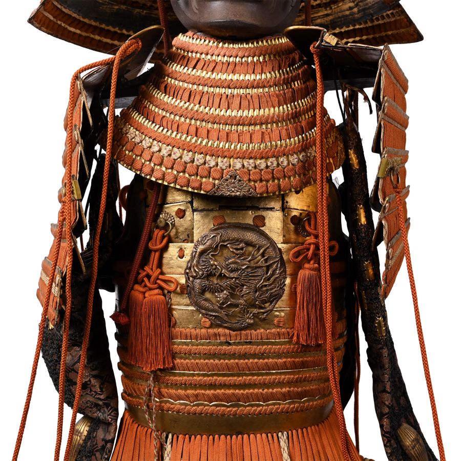 Japanese Edo Period Samurai Suit of Armour with Wooden Storage Boxes