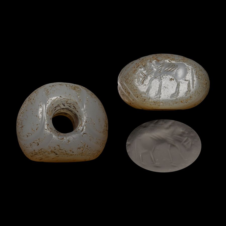 Sasanian Chalcedony Stamp Seal with Animal