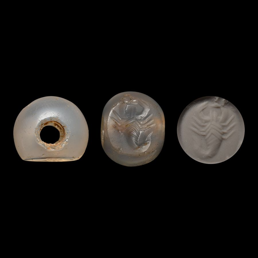 Sasanian Chalcedony Stamp Seal with Scorpion