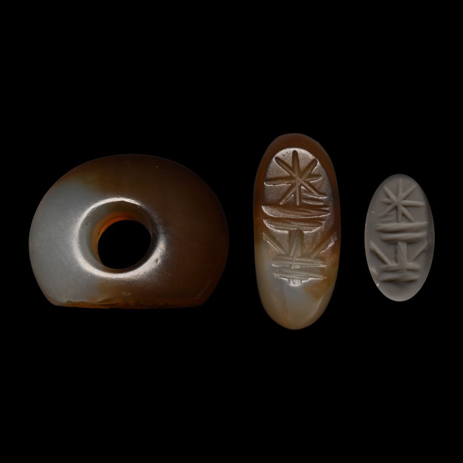 Sasanian Banded Agate Stamp Seal with Star