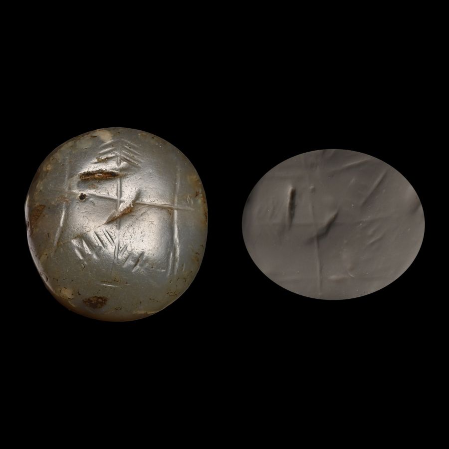 Large Sasanian Banded Agate Stamp Seal
