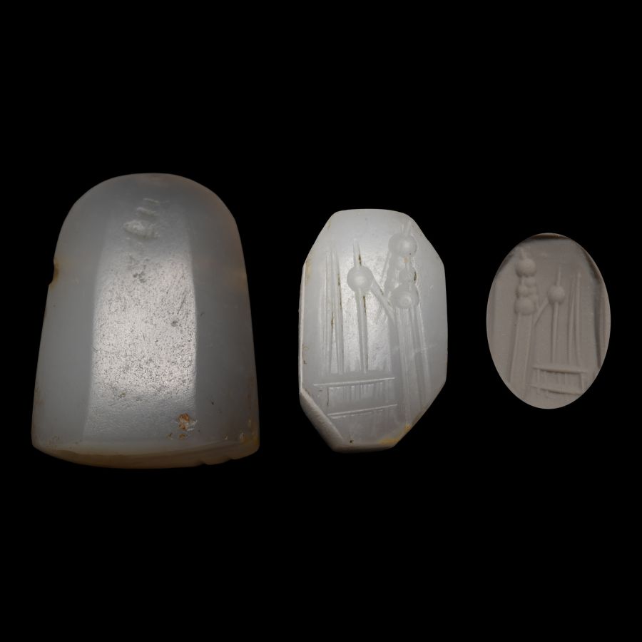 Neo-Babylonian Chalcedony Stamp Seal with Figure