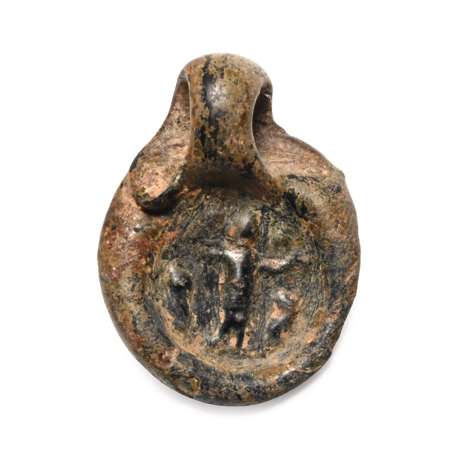 Roman Glass Pendant with Standing Warrior