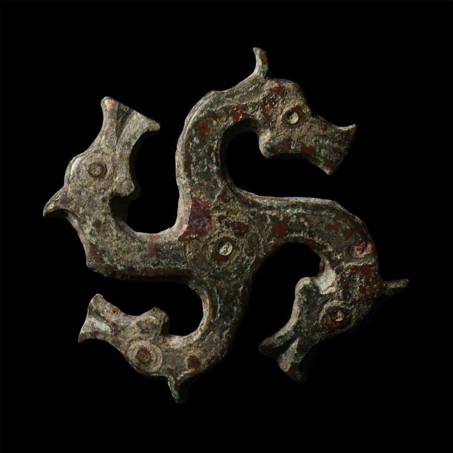 Roman Bronze Horse-Head Whorl Plate Brooch