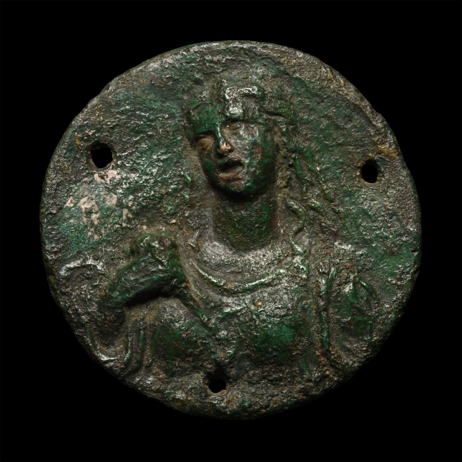 Roman Bronze Plaque of a Goddess