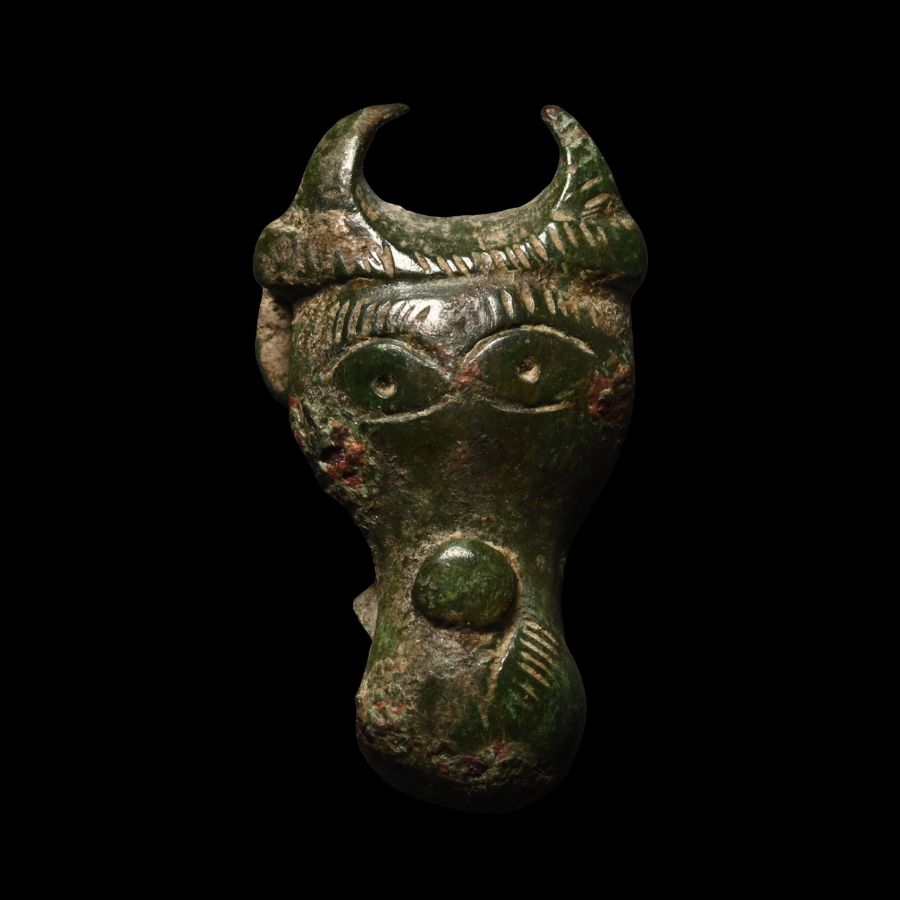 Western Asiatic Bronze Bull's Head Mount