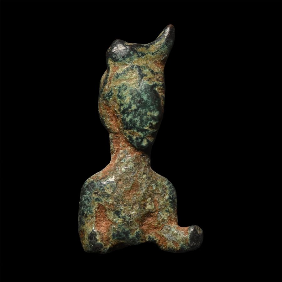 Western Asiatic Bronze Bust of a Horned Demon