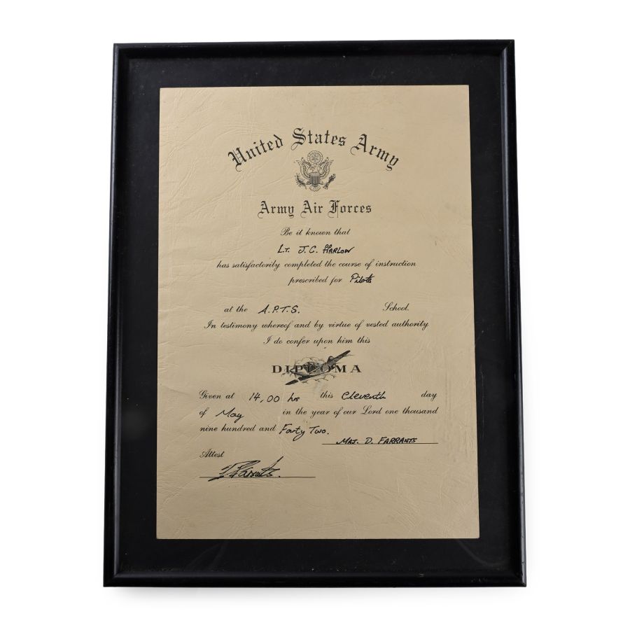 American Air Force WWII Pilot Wings Certificate