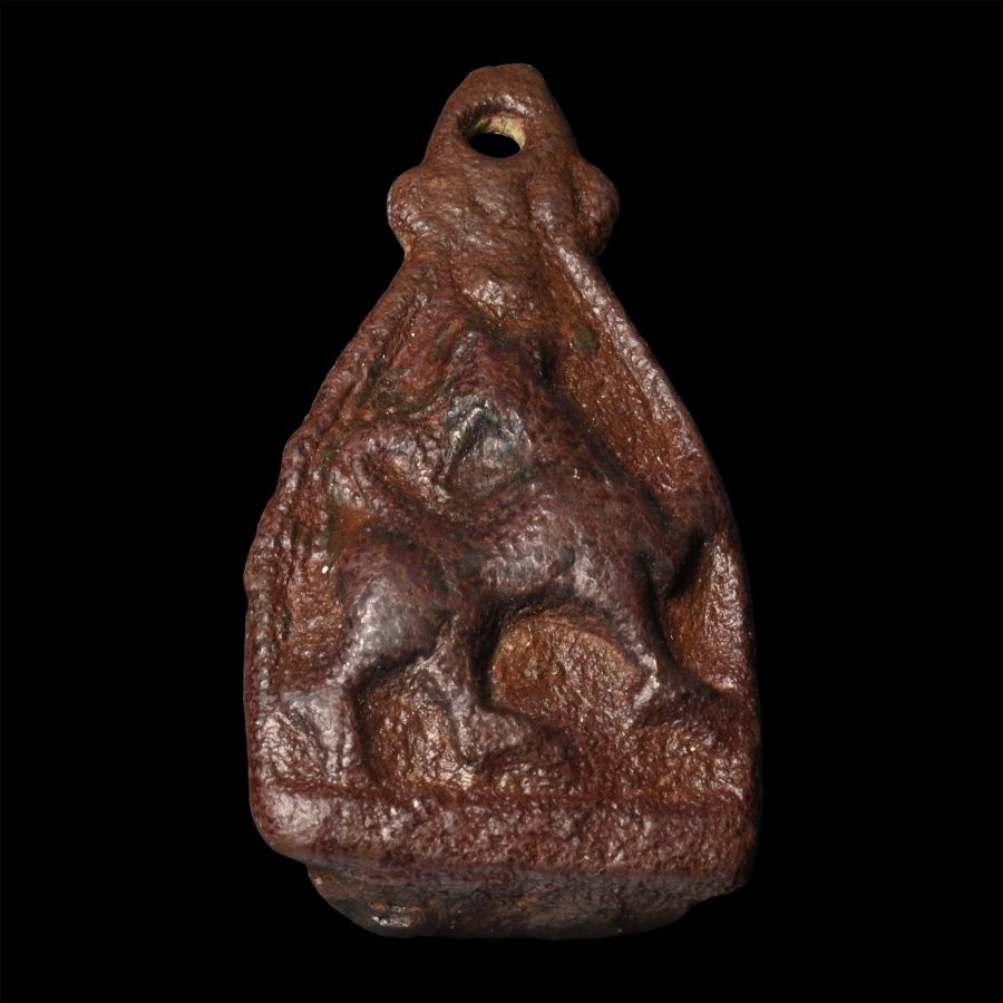 Anglo-Scandinavian Viking Bronze Stirrup Apex Mount with Howling Beast