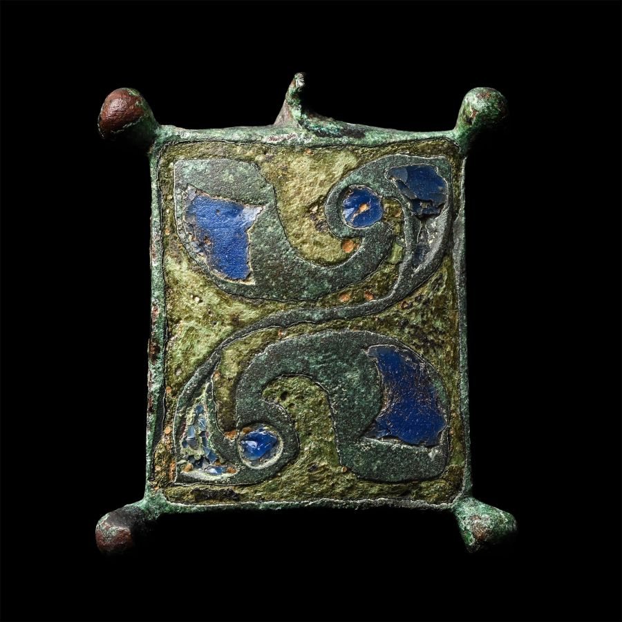 Romano-Celtic Enamelled Bronze Seal Box Lid