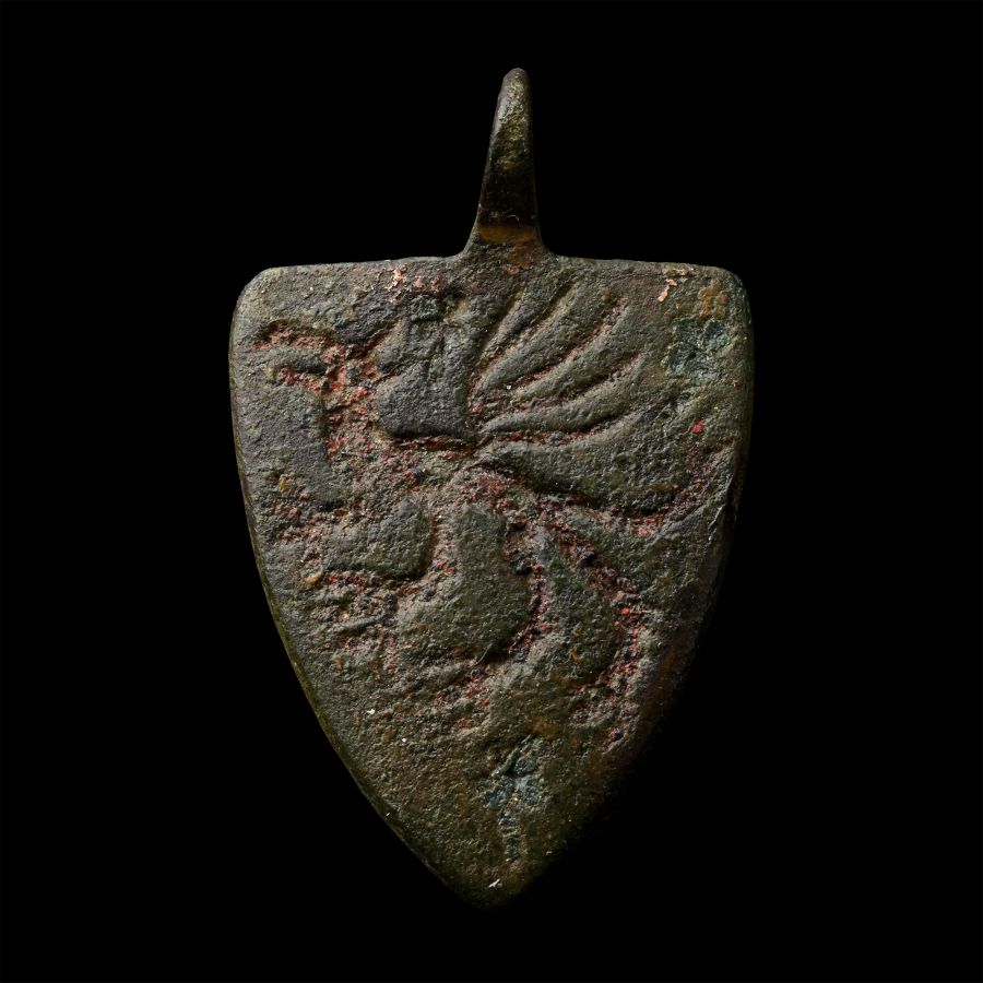 Medieval Knight's Enamelled Bronze Heraldic Horse Harness Pendant with Dragon