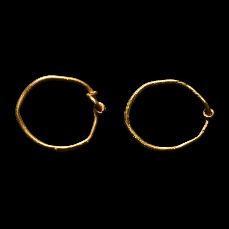 Roman Gold Hoop Earring Pair