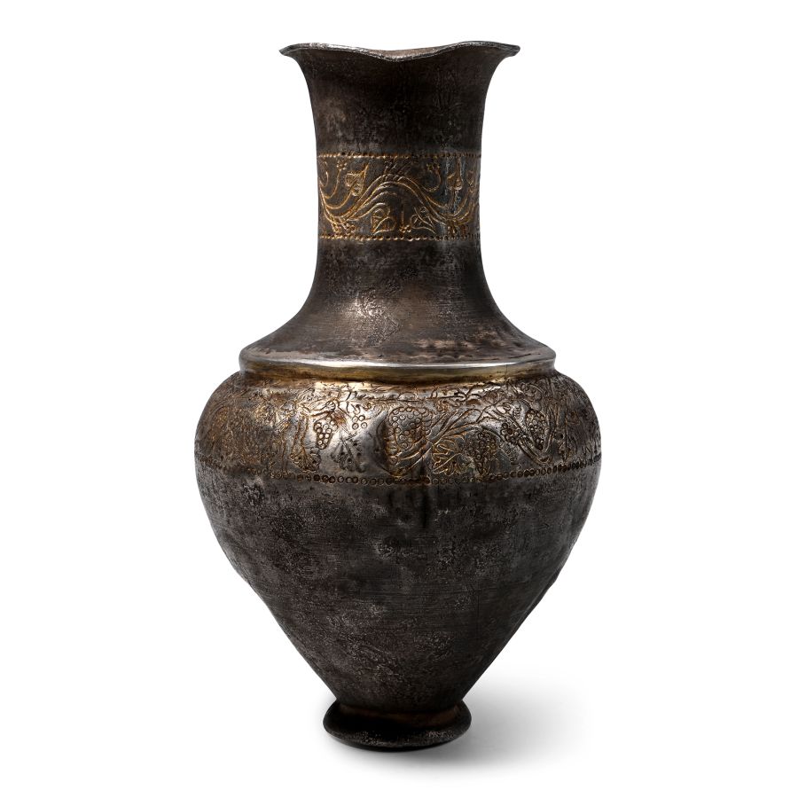 Greek Silver-Gilt Vase with Winged Putti Picking Grapes