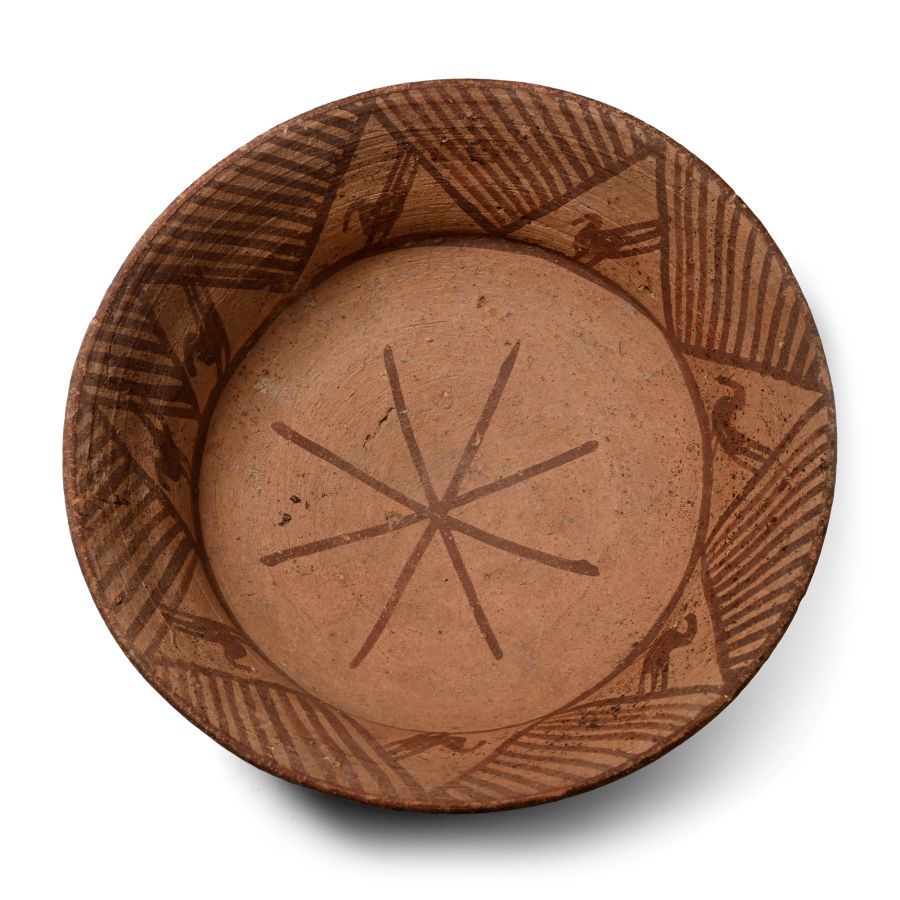 Western Asiatic Terracotta Bowl with Painted Birds