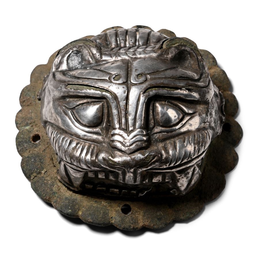 Sasanian Silver-Plated Lion Shield Boss