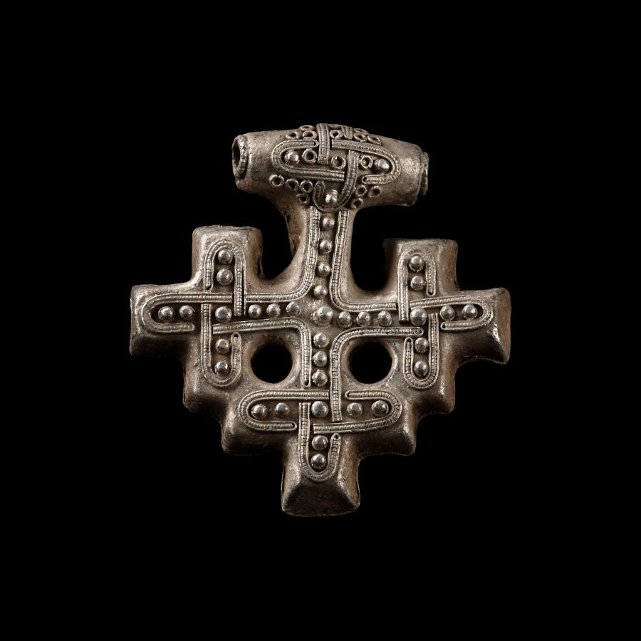 Scandinavian Viking Silver Filigree Tau Cross Pendant