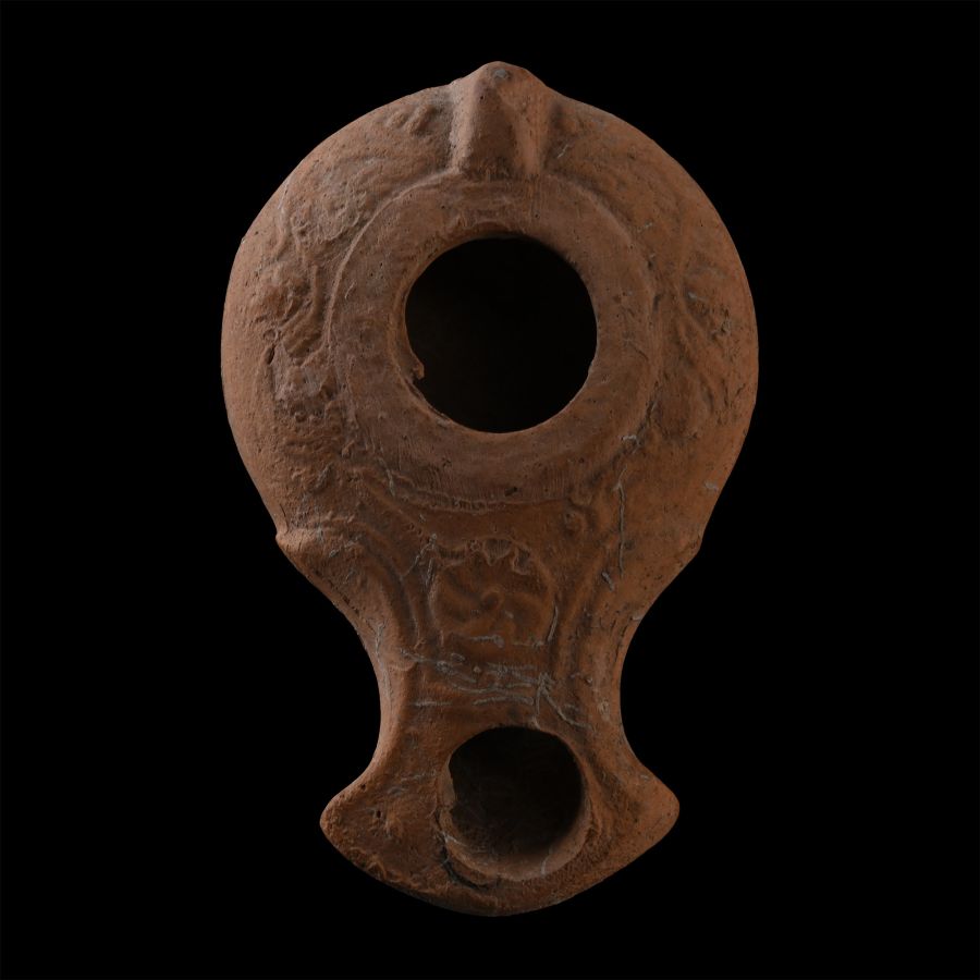 Roman Terracotta Oil Lamp with Rosette