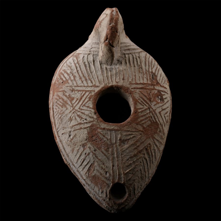 Large Byzantine Period Terracotta Oil Lamp