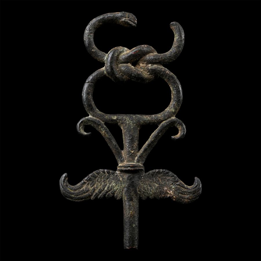 'The Colchester' Roman Bronze Caduceus Sceptre Finial