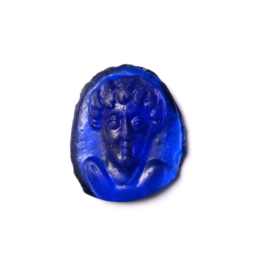 Post-Classical Blue Glass Cameo of a Man