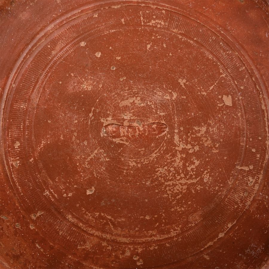 Roman Arretine Red Slip Terra Sigillata Cup with Rosettes and Rabbits and SEX.M.D. Maker's Mark