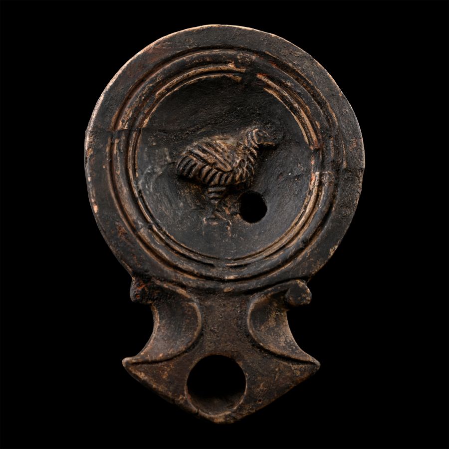 Roman Terracotta Oil Lamp with Bird