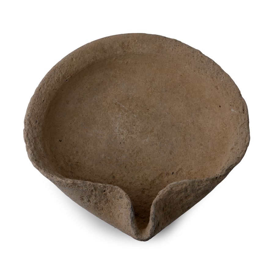 Very Large Holy Land Terracotta Pinched Rim Oil Lamp