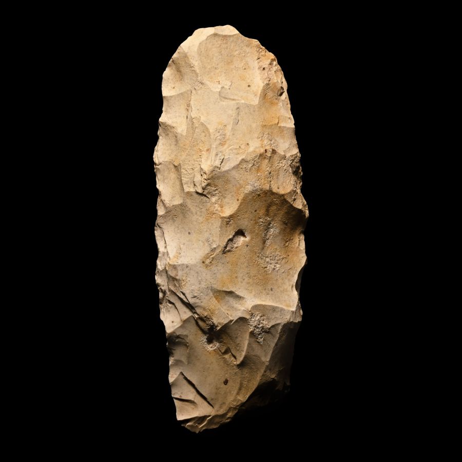 French Stone Age Knapped Cream Flint Adze