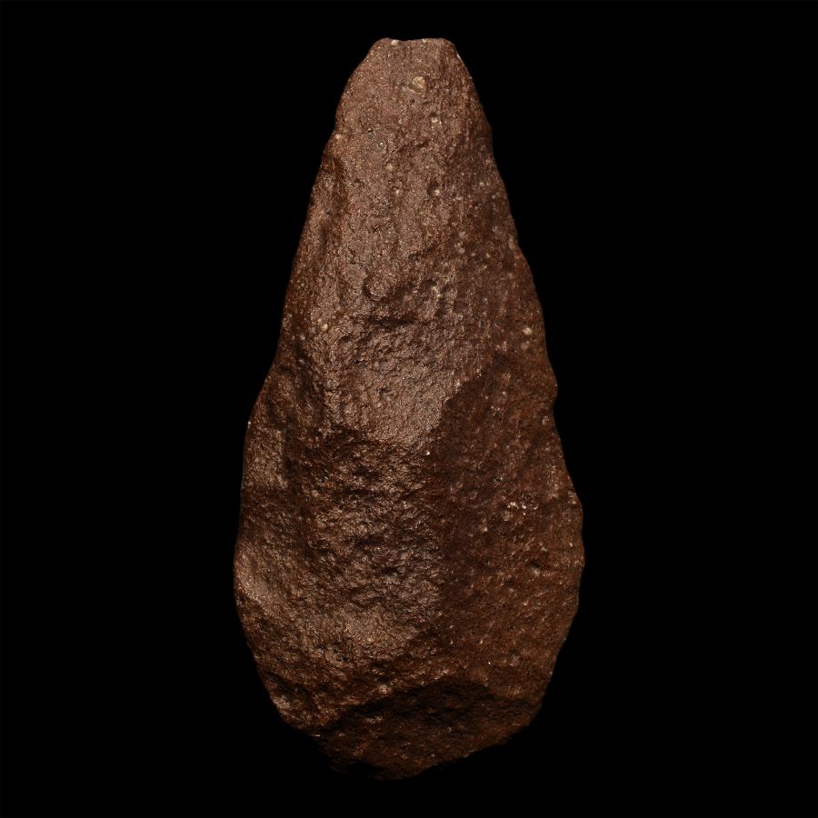 Large African Stone Age Homo Erectus Knapped Red Stone Handaxe