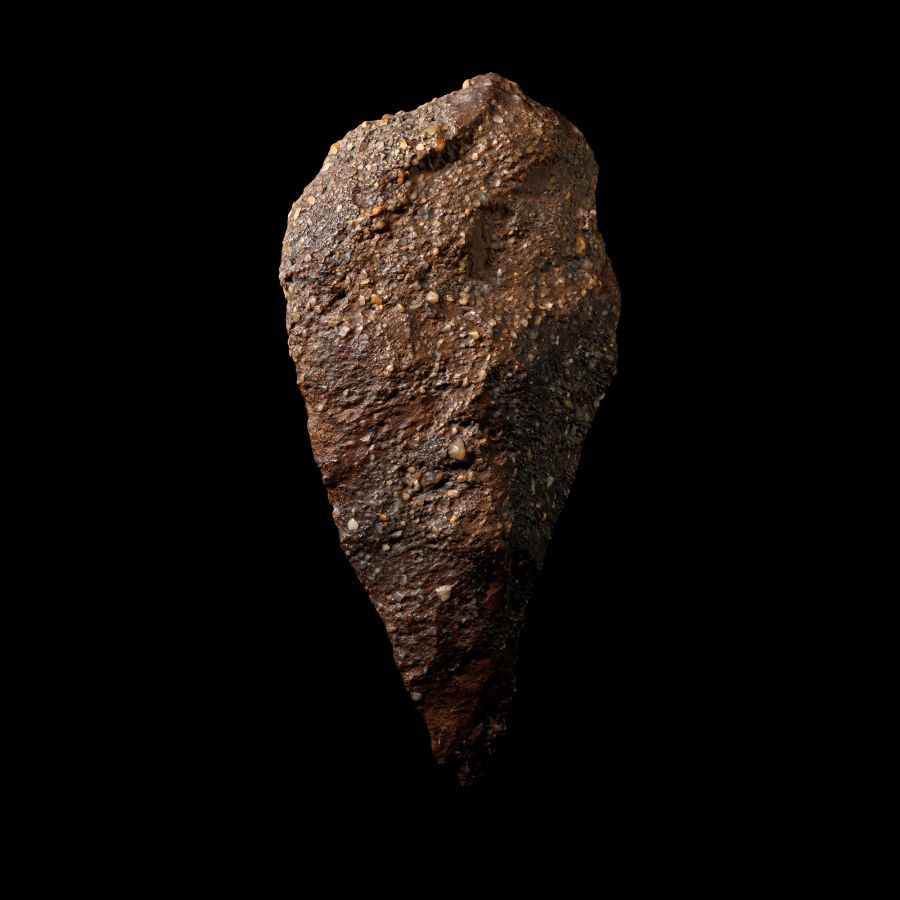 Very Large African Stone Age Homo Erectus Knapped Red Stone Handaxe