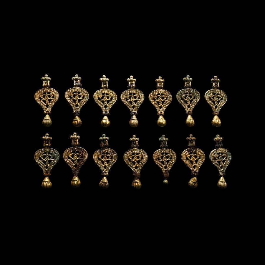 Viking Age Gilt Bronze Military Horse Harness Pendant Set