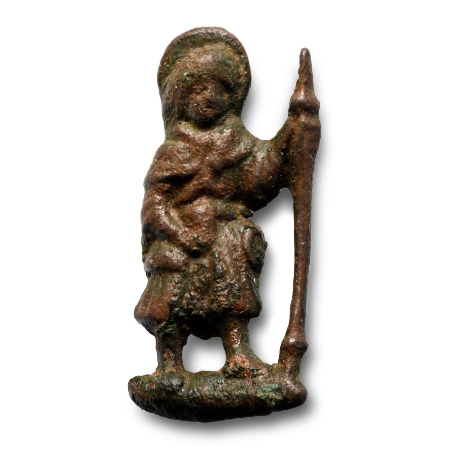 Medieval Pewter Pilgrim with Staff Pilgrim's Badge