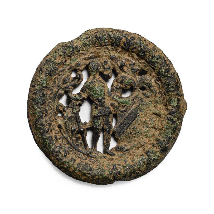 Medieval Bronze Man with Broadsword and Shield Pilgrim's Badge