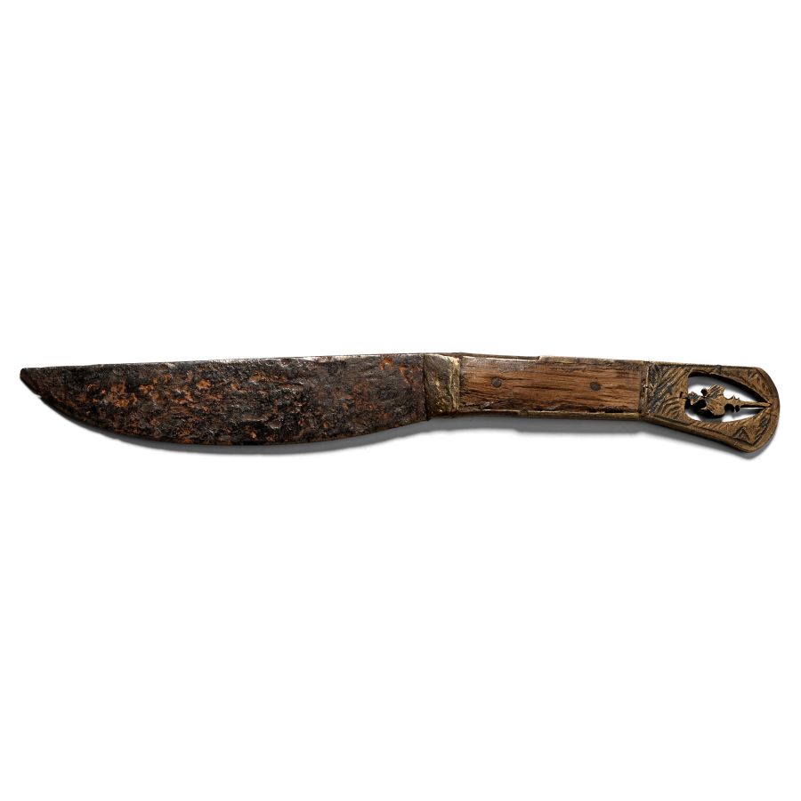 Medieval Iron Knife with Bronze Pommel