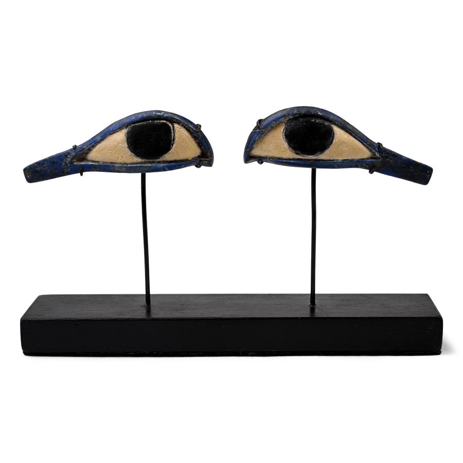 Egyptian Blue Glass Mummy Eye Pair