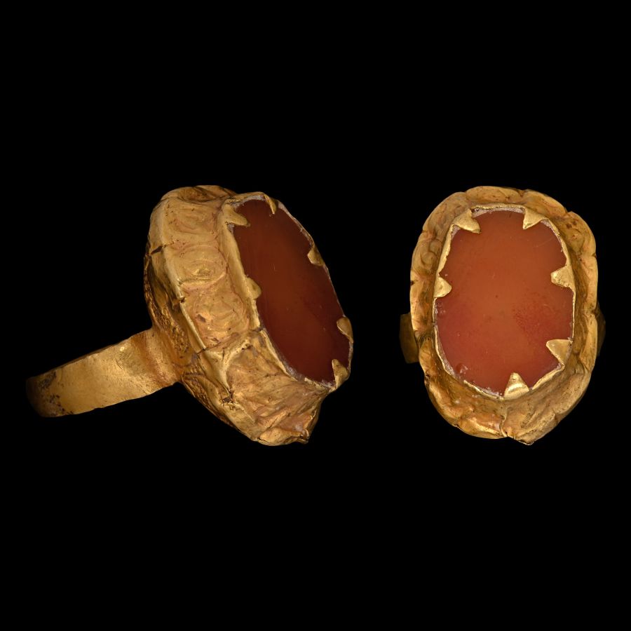 Stuart Period Engraved Gold Ring with Carnelian Gemstone