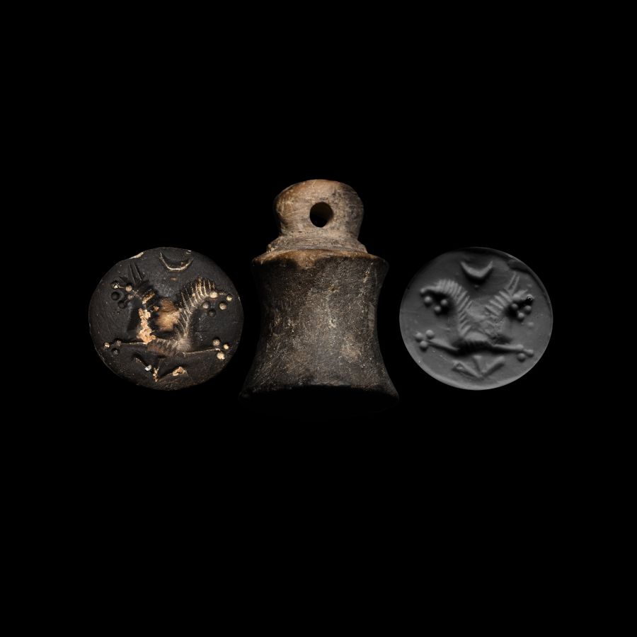 Western Asiatic Stone Stamp Seal with Engraved Design