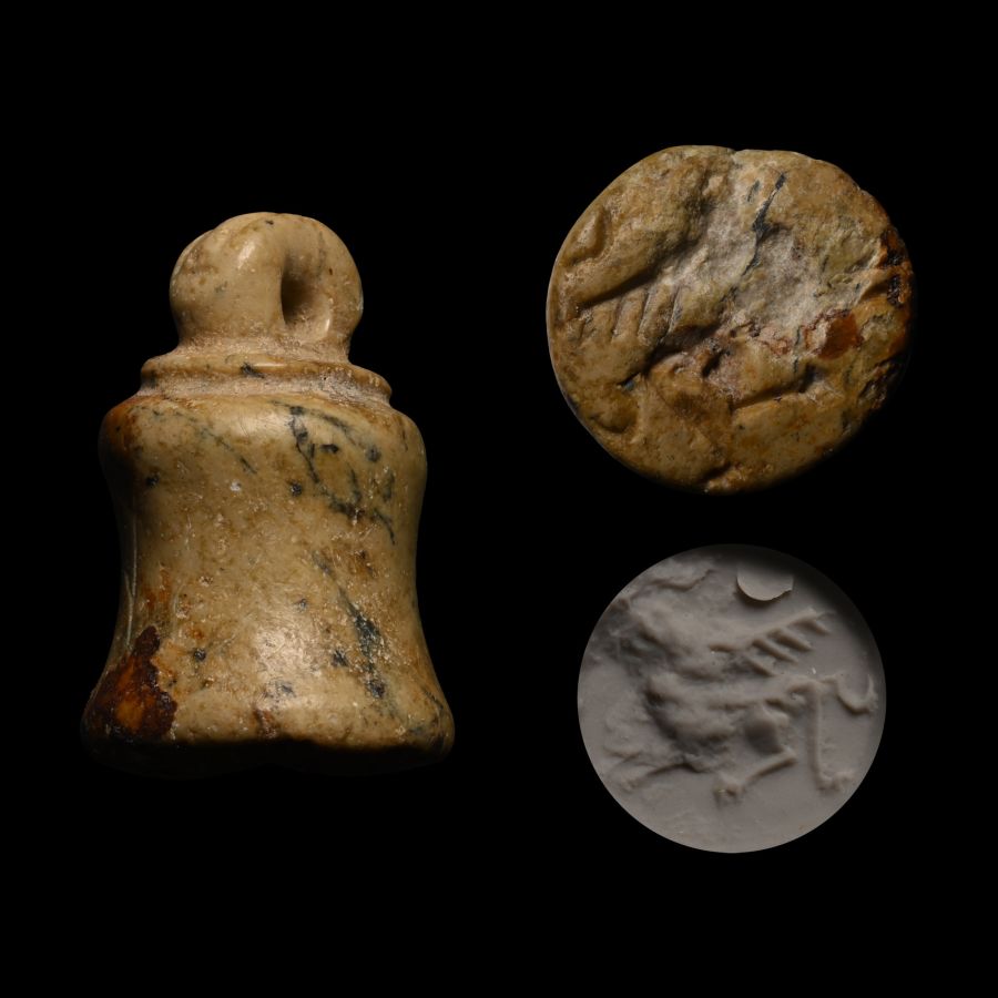 Western Asiatic Stone Stamp Seal with Engraved Design
