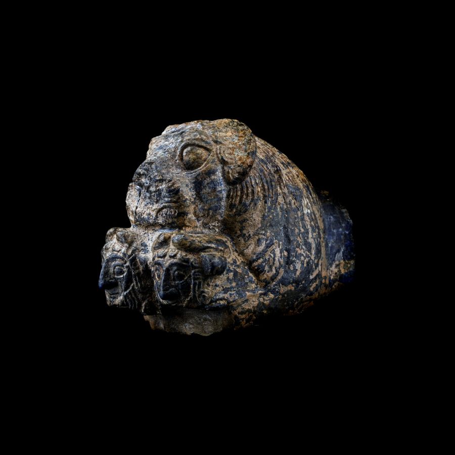 Western Asiatic Lapis Lazuli Throne Fitting with Lion