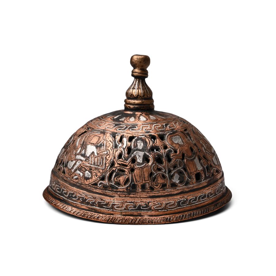 Seljuk Bronze Incense Burner with Silver Inlays