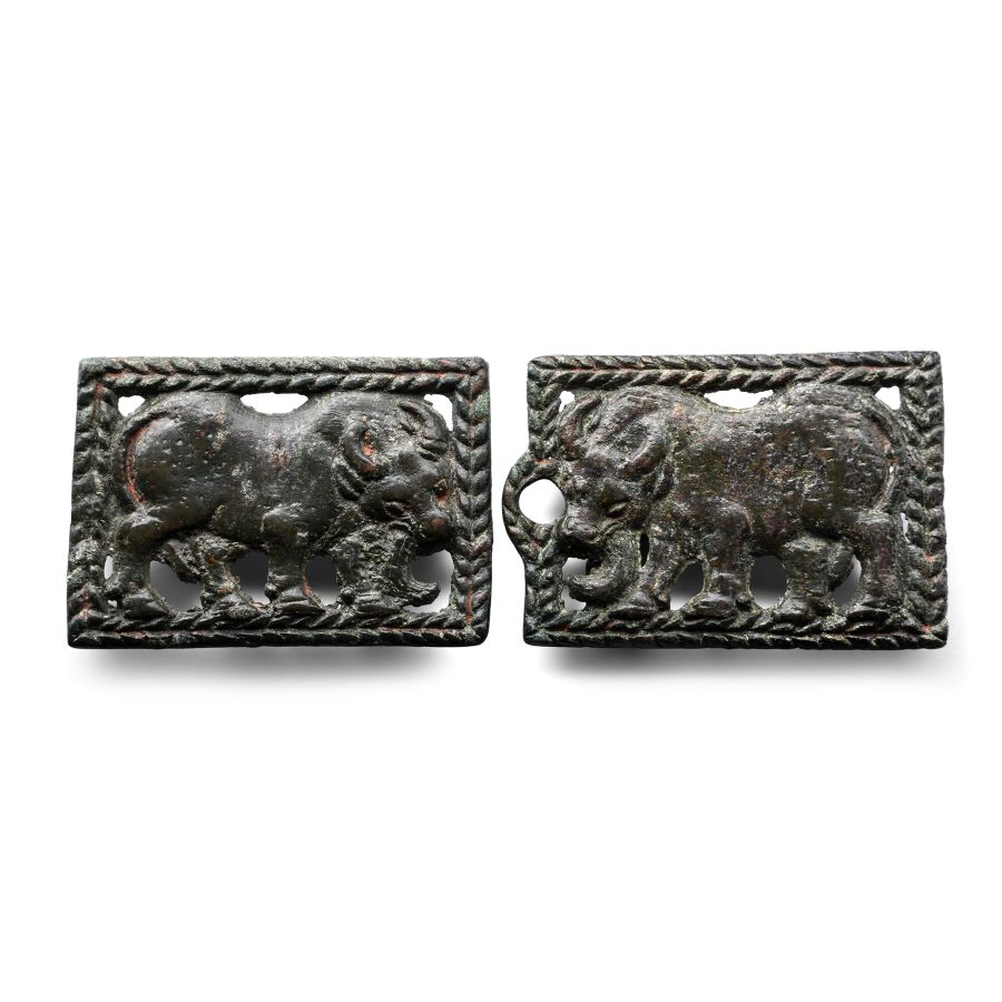 Chinese Ordos Bull Plaque Pair