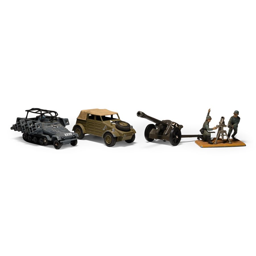 German WWII Cast Metal Gun and Vehicle Die Cast Toy Group