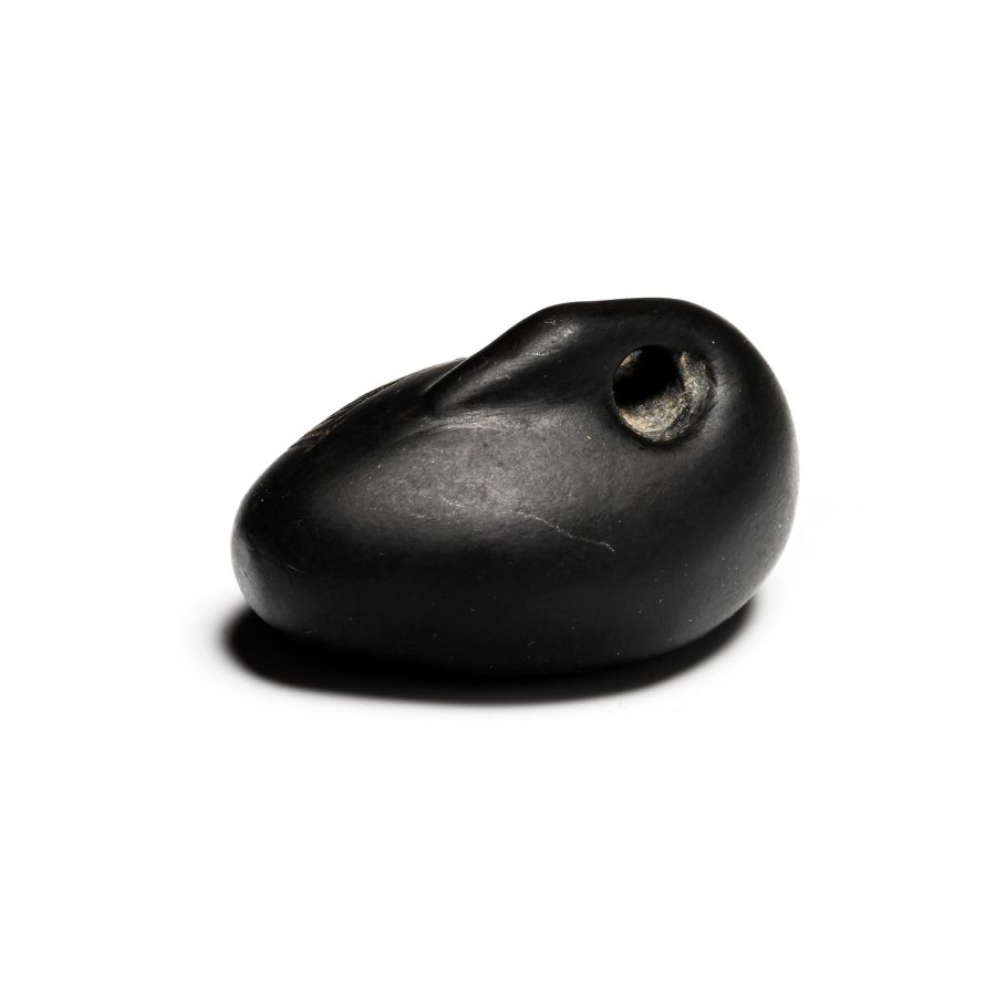 Neo-Babylonian Black Stone Duck Weight with Cuneiform Inscription