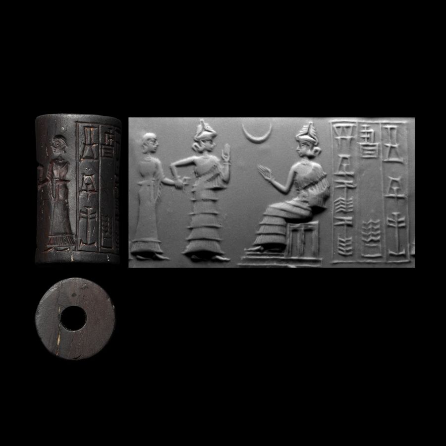 'Professor Erlenmeyer’s First Cylinder Seal' A Neo-Sumerian Haematite Seal of Abbamu, Scribe, Son of Bazige